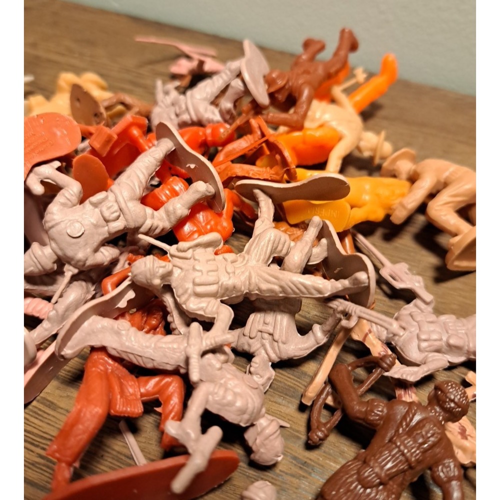 Vintage Mixed 1LB Lot Plastic Army Men, Native Americans, Cowboys, Misc Figures